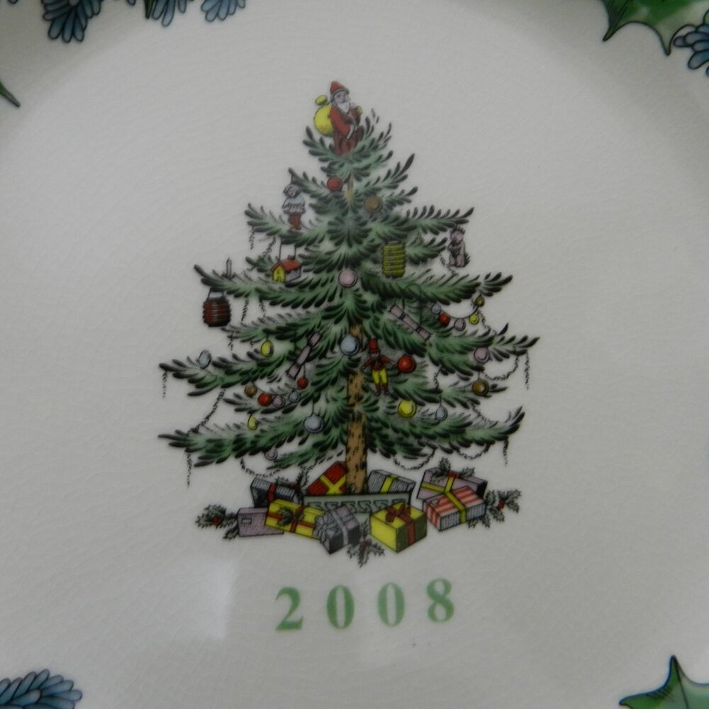 Spode 2008 Christmas salad side dessert Vintage Plate S3324 Porcelain Set Pair 2 - Picture 9 of 11